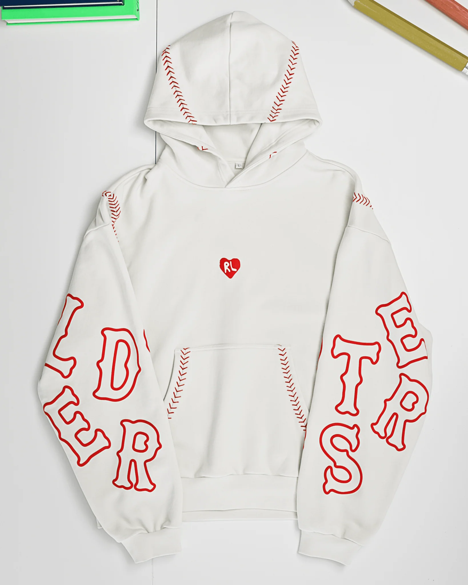 Red Stitches Scattered Hoodie - Image 12