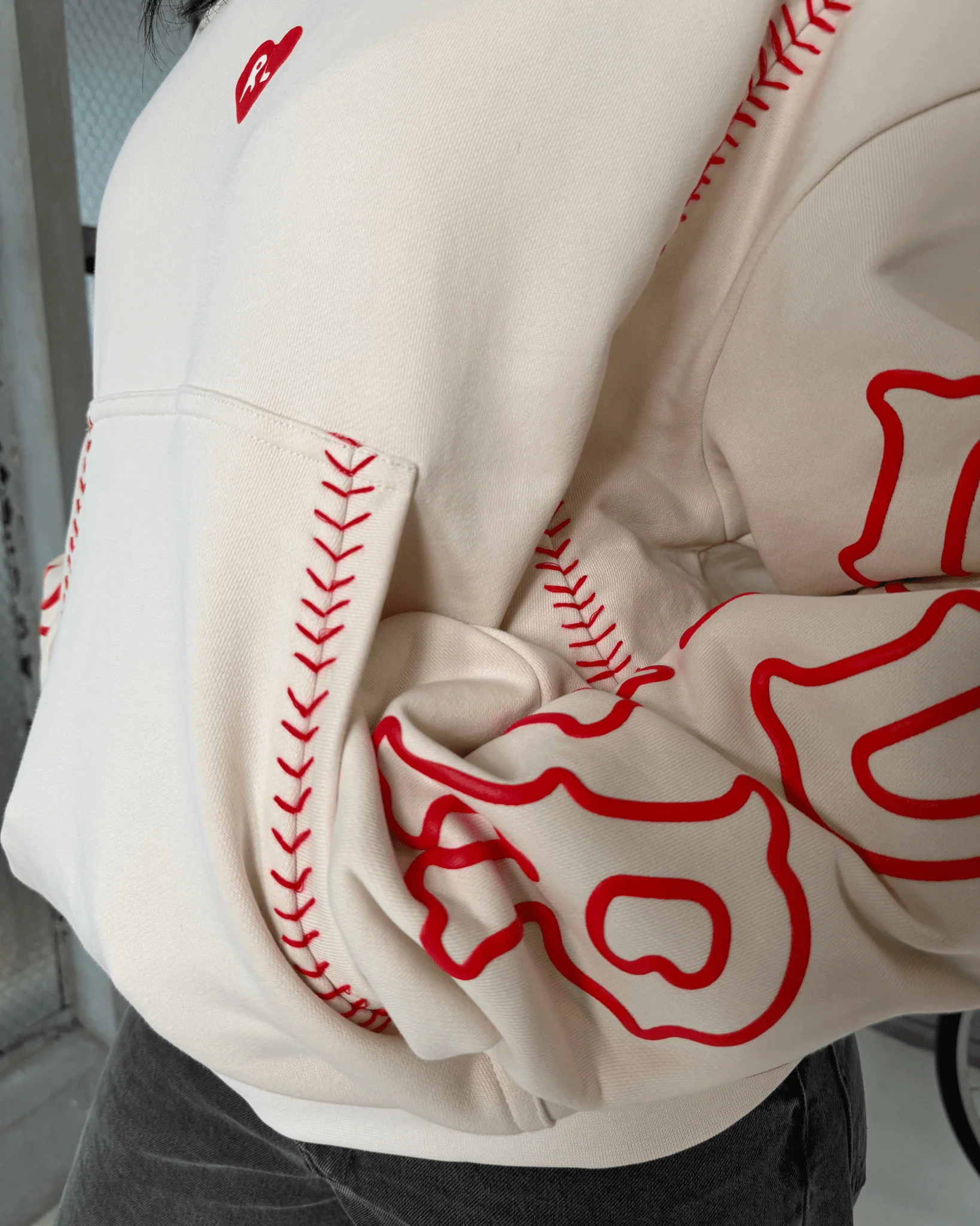 Red Stitches Scattered Hoodie - Image 7